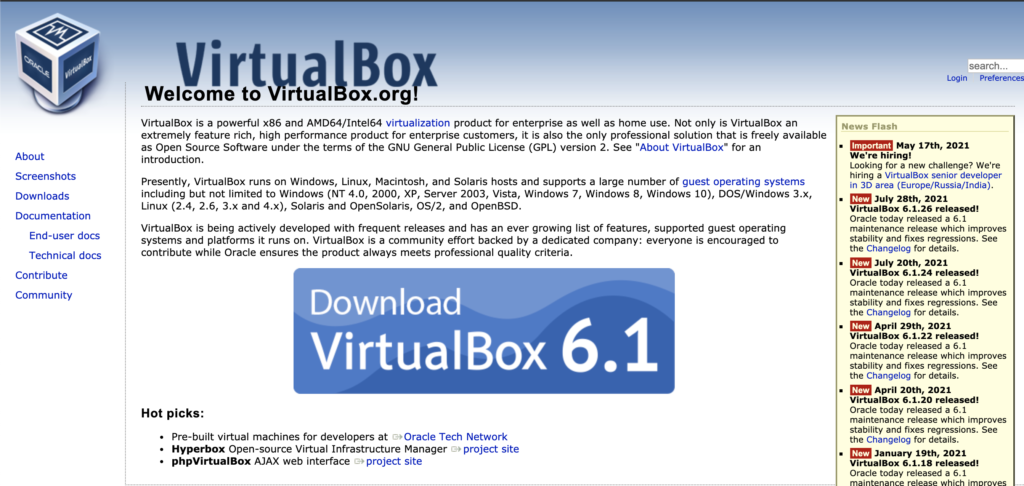virtualboxのダウンロード